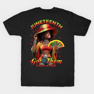 Where Them Fans At Juneteenth Cowgirl Boots On The Ground T-Shirt